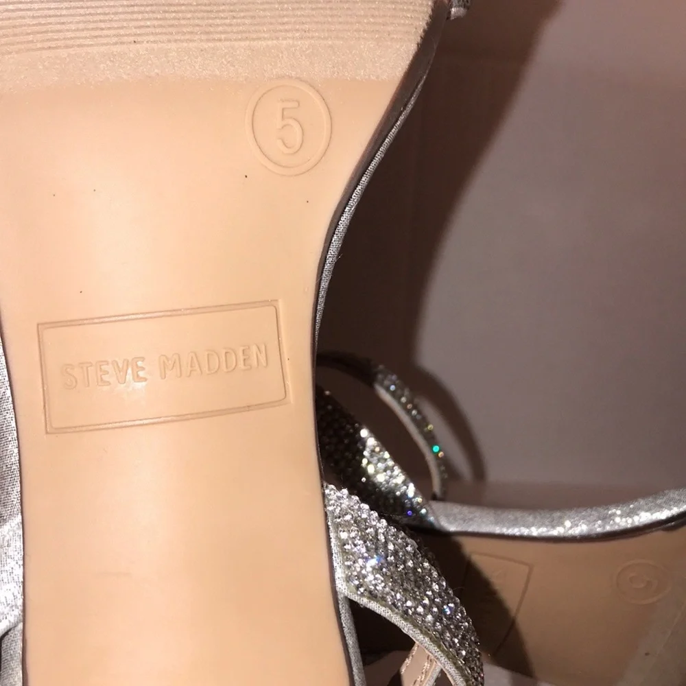 Steve Madden Silver Rhinestone Ankle-Strap Dress Sandal